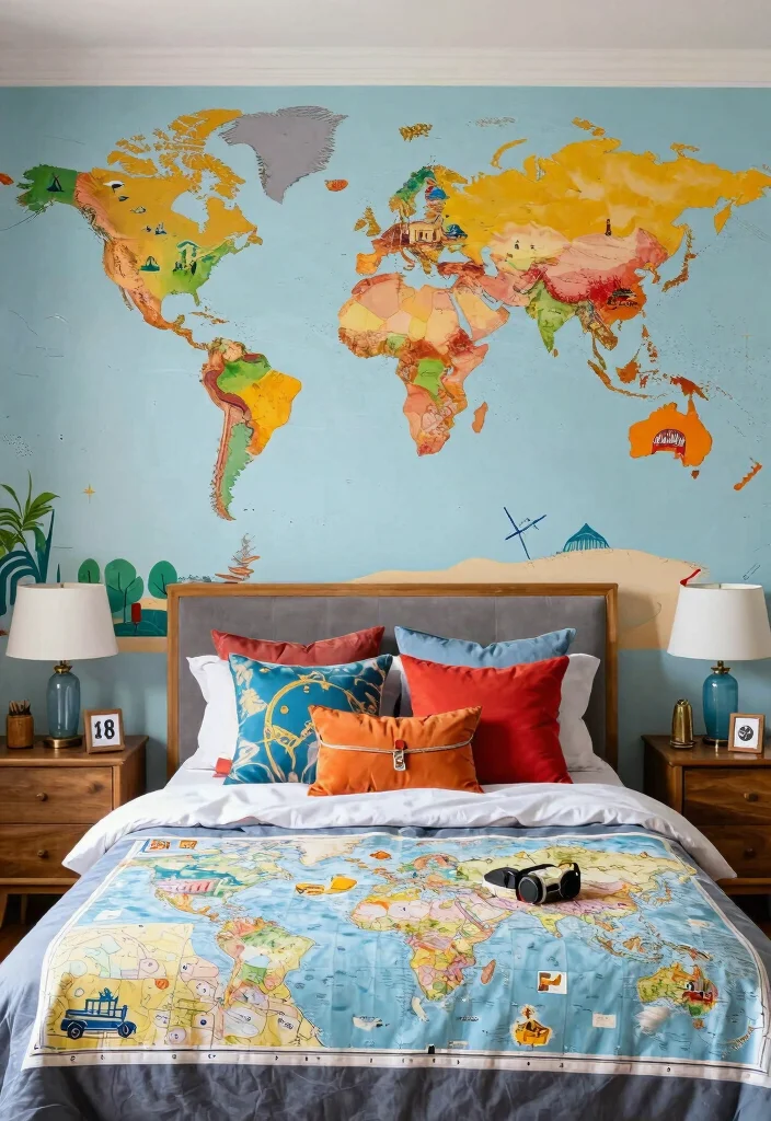 18 Bedroom Wall Mural Ideas for Artistic Statement Spaces - 14. Travel-Inspired Murals 1