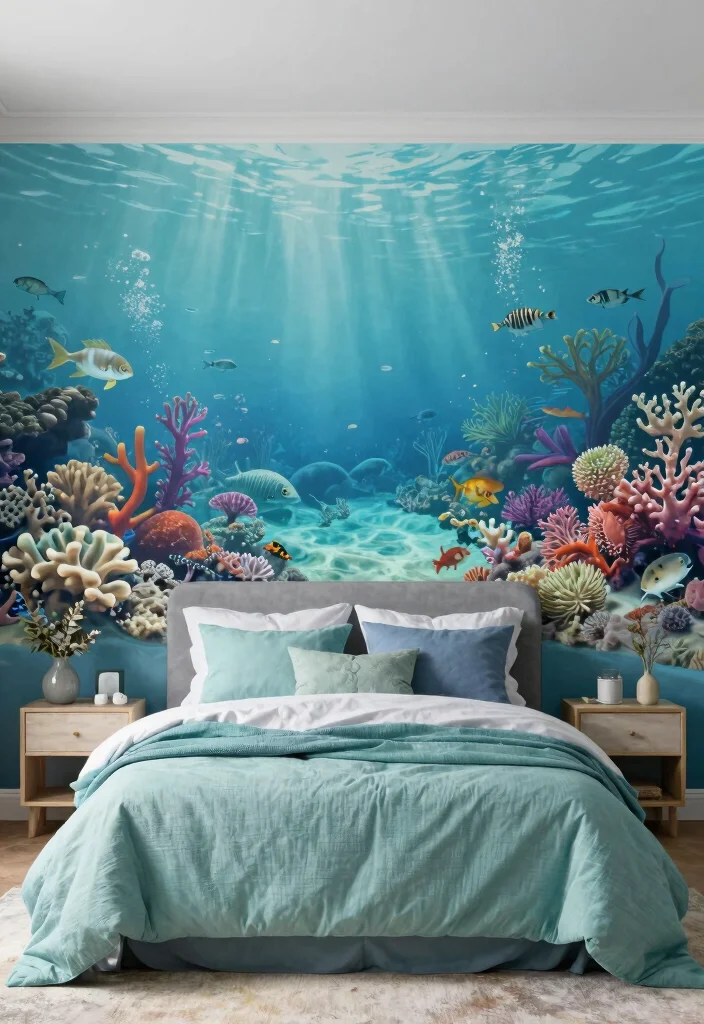 18 Bedroom Wall Mural Ideas for Artistic Statement Spaces - 15. Magical Underwater Scenes 1