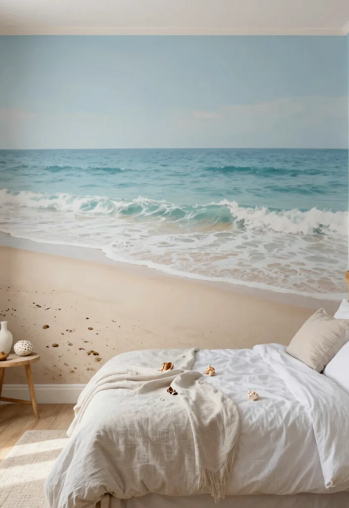 18 Bedroom Wall Mural Ideas for Artistic Statement Spaces - 7. Ocean Waves and Beach Vibes 1