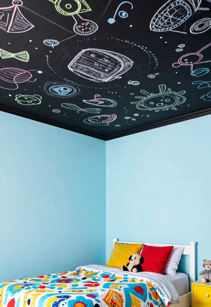 18 Painted Ceiling Ideas Bedroom: Bold Modern Finish - 13. Chalkboard Paint 1