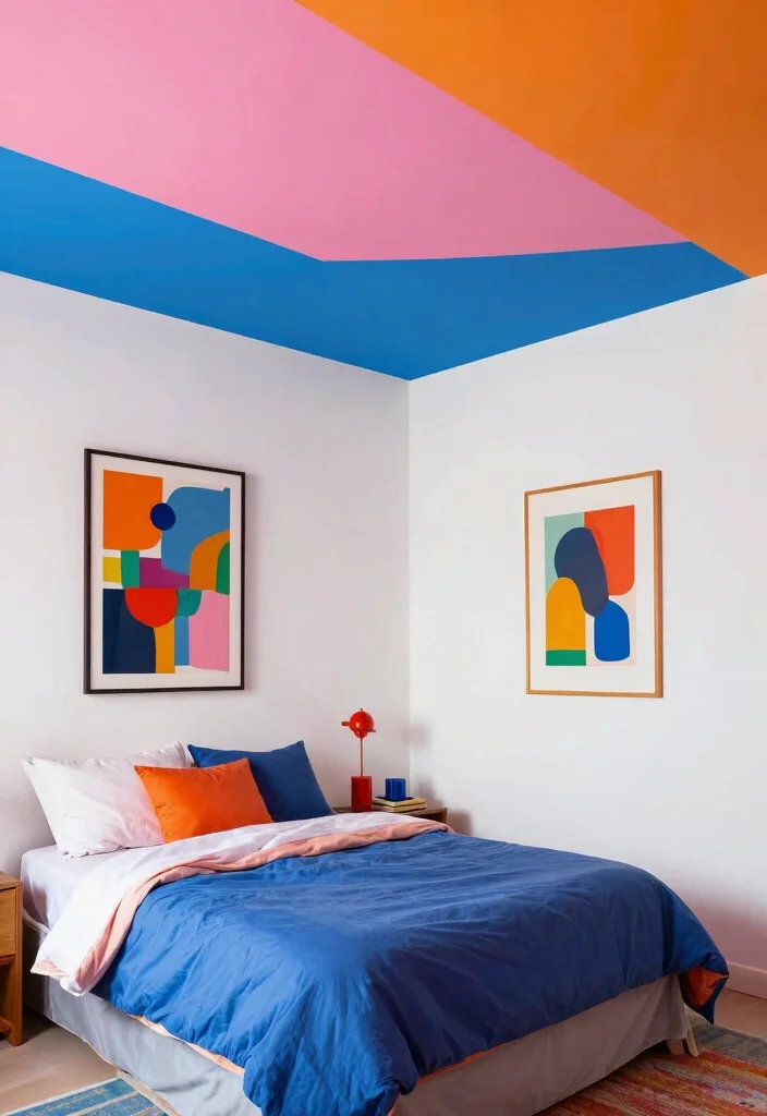 18 Painted Ceiling Ideas Bedroom: Bold Modern Finish - 15. Artistic Color Blocks 1