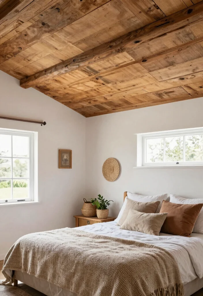 18 Painted Ceiling Ideas Bedroom: Bold Modern Finish - 17. Rustic Wood Finish 1
