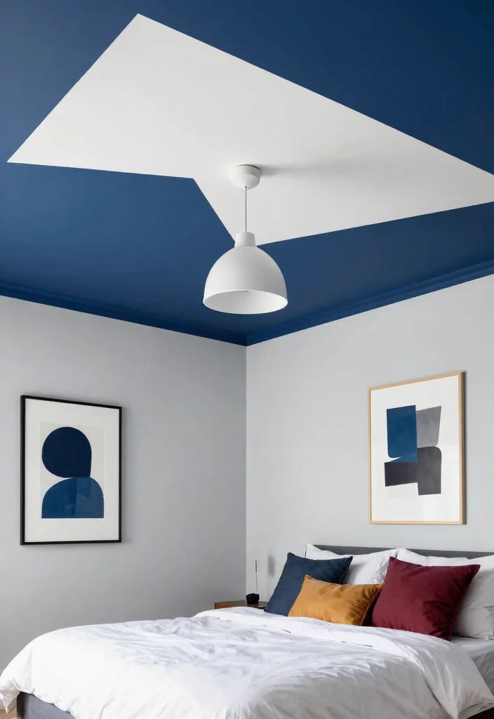 18 Painted Ceiling Ideas Bedroom: Bold Modern Finish - 2. Geometric Patterns 1