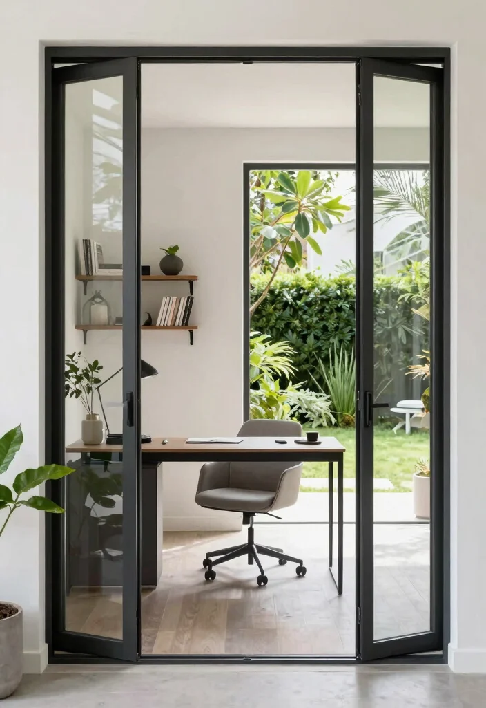 12 Bifold Doors Onto Patio Ideas That Bring the Outdoors In - 10. Stylish Home Office with Garden View 1