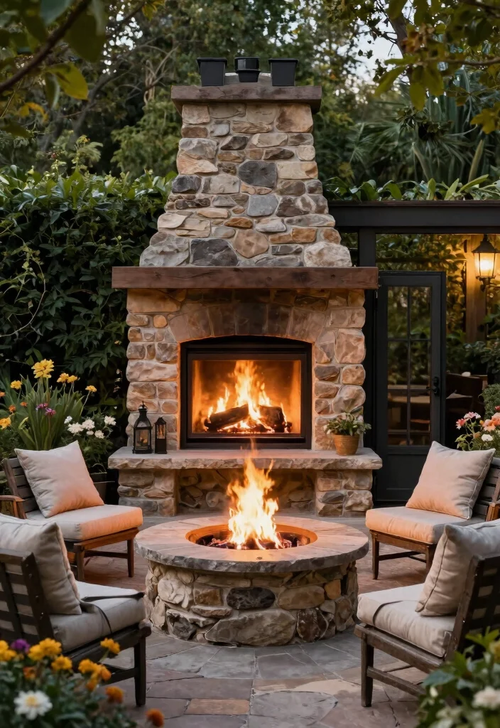 12 Bifold Doors Onto Patio Ideas That Bring the Outdoors In - 8. Cozy Fireplace Feature 1