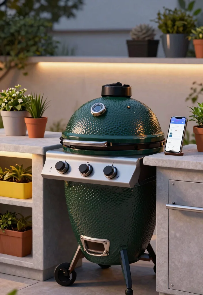 12 Big Green Egg Outdoor Kitchen Ideas That Protect Your Grill - 10. Smart Grill Technology 1