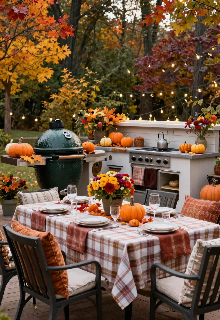 12 Big Green Egg Outdoor Kitchen Ideas That Protect Your Grill - 11. Seasonal Decor Changes 1