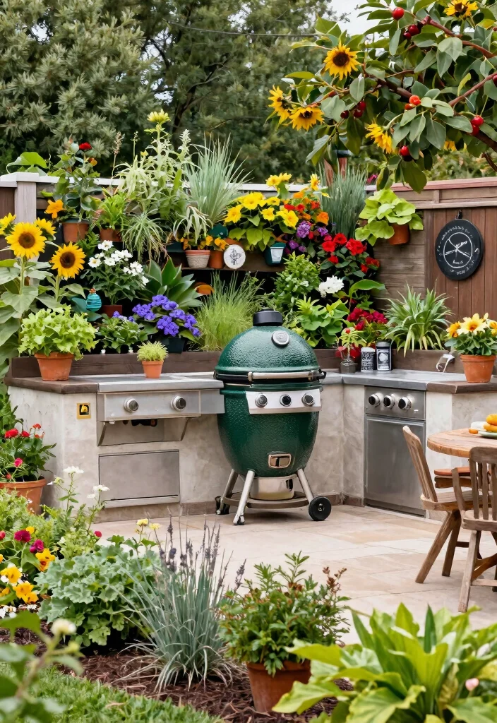 12 Big Green Egg Outdoor Kitchen Ideas That Protect Your Grill - 7. Sustainable Landscaping 1