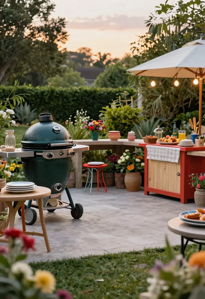 12 Big Green Egg Outdoor Kitchen Ideas That Protect Your Grill - 8. Stylish BBQ Accessories 1