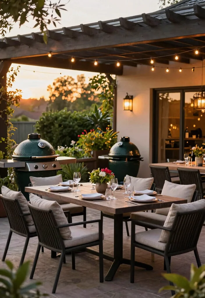12 Big Green Egg Outdoor Kitchen Ideas That Protect Your Grill - 9. Outdoor Dining Areas 1
