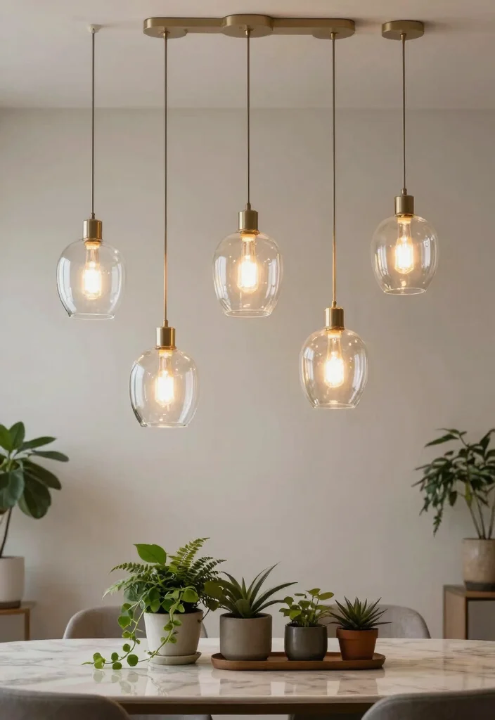 12 Ceiling Hanging Light Concepts That Convert From Existing Fixtures - 7. Elegant Glass Pendant Lights with Plant Appeal 1