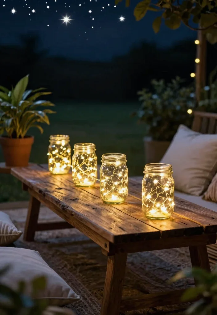 12 Farmhouse Light Fixtures on a Budget That Look Anything But Cheap - 6. Fairy Lights in Mason Jars 1