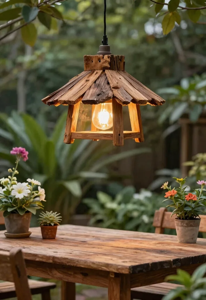 12 Farmhouse Light Fixtures on a Budget That Look Anything But Cheap - 9. Reclaimed Wood Fixtures 1