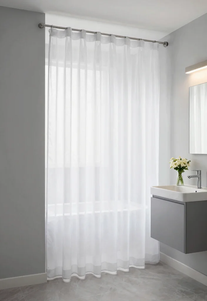 12 Floor to Ceiling Shower Curtain Ideas That Make Small Baths Look Bigger - 2. Light-Enhancing Curtains 1