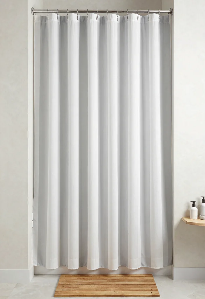 12 Floor to Ceiling Shower Curtain Ideas That Make Small Baths Look Bigger - 5. Vertical Stripes for Height 1