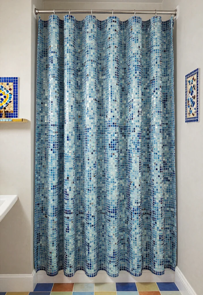 12 Floor to Ceiling Shower Curtain Ideas That Make Small Baths Look Bigger - 9. Mosaic and Tile Patterns 1