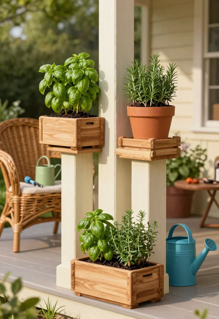 12 Front Porch Post Concepts That Boost Curb Appeal on a Budget - 4. Herb Planter Posts 1