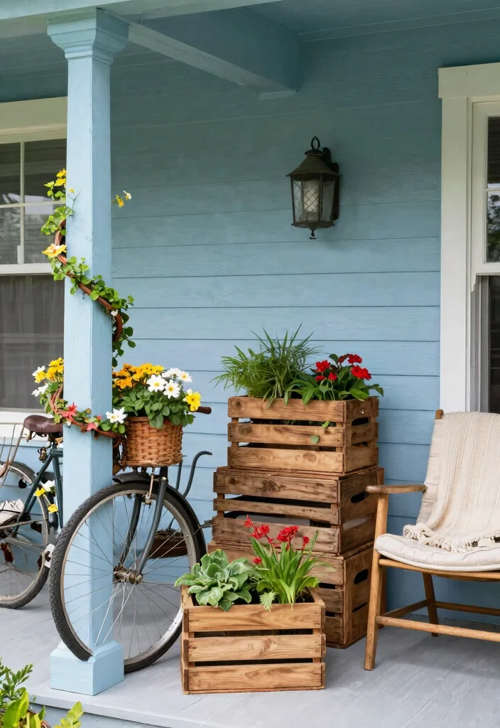 12 Front Porch Post Concepts That Boost Curb Appeal on a Budget - 8. Repurposed Items 1