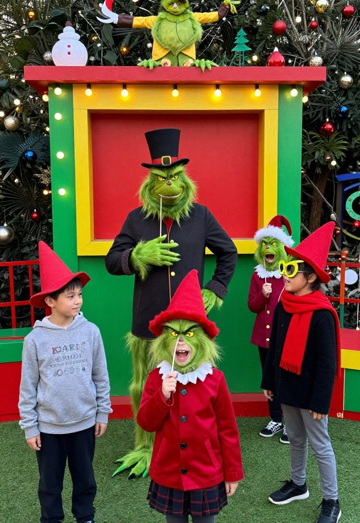 12 Grinch Outdoor Christmas Decoration Ideas Kids Spot From the Street - 12. Grinch-Themed Photo Booth 1
