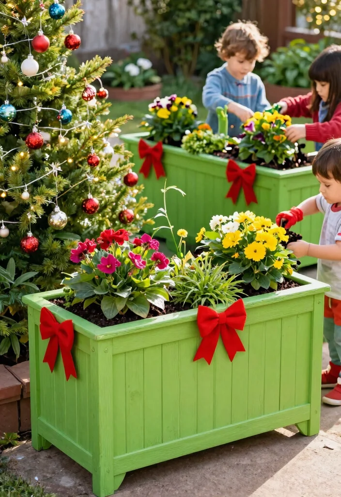 12 Grinch Outdoor Christmas Decoration Ideas Kids Spot From the Street - 2. Grinch-Themed Planter Boxes 1
