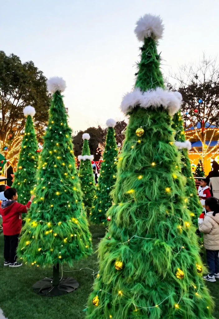 12 Grinch Outdoor Christmas Decoration Ideas Kids Spot From the Street - 6. Grinch Hat Tree Toppers 1