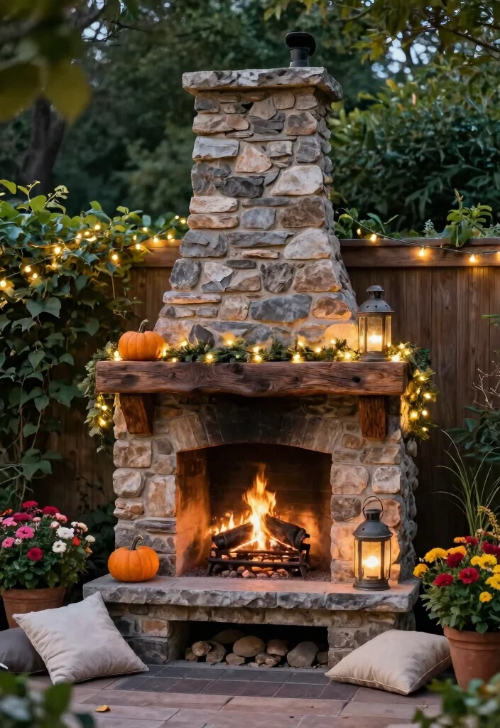 12 Outdoor Chimney Fireplace Ideas That Work Without a Full Rebuild - 1. Add a Rustic Wood Mantel 1