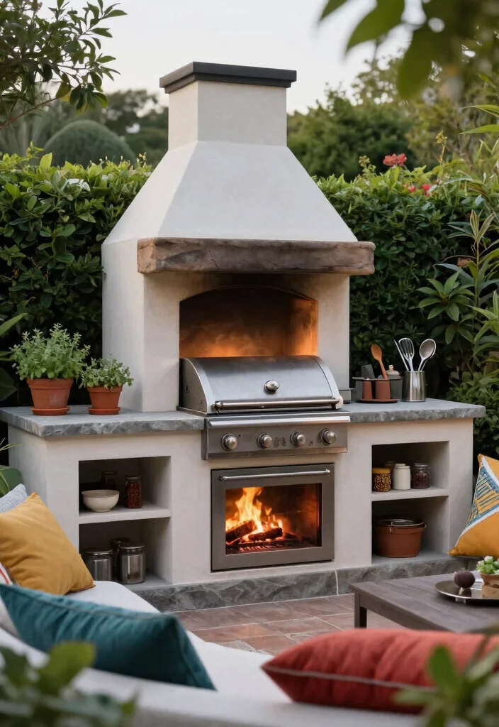 12 Outdoor Chimney Fireplace Ideas That Work Without a Full Rebuild - 10. Consider a Built-in Grill 1