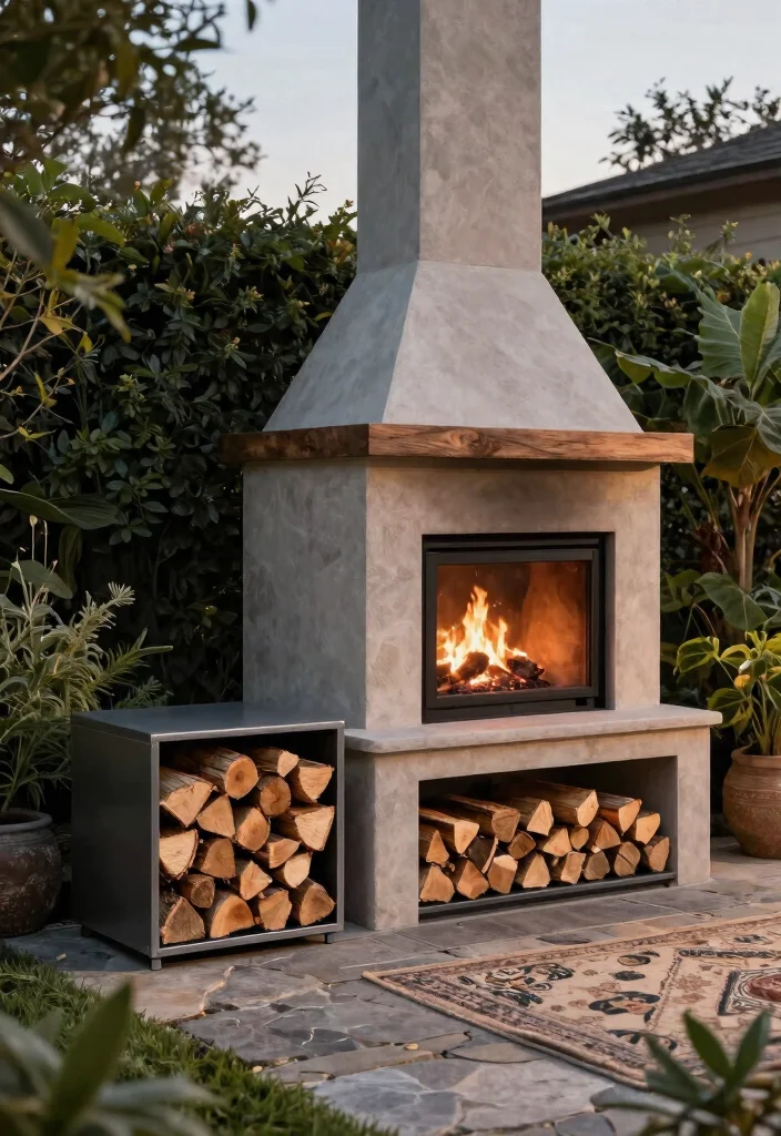 12 Outdoor Chimney Fireplace Ideas That Work Without a Full Rebuild - 3. Integrate a Firewood Storage Solution 1