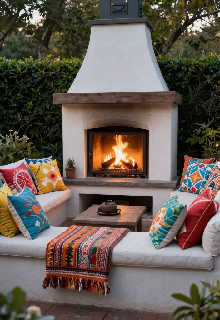 12 Outdoor Chimney Fireplace Ideas That Work Without a Full Rebuild - 9. Utilize Weather-resistant Fabrics 1