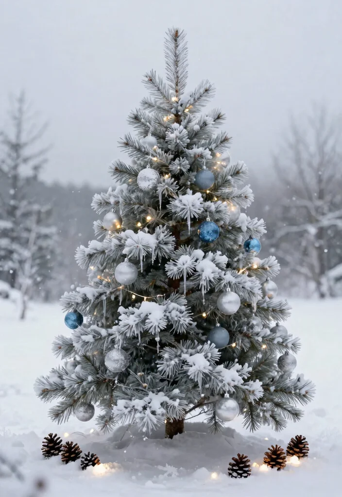 12 Outdoor Christmas Tree Ideas That Stay Lit Through Winter Storms - 1. Frosted Pine Tree 1