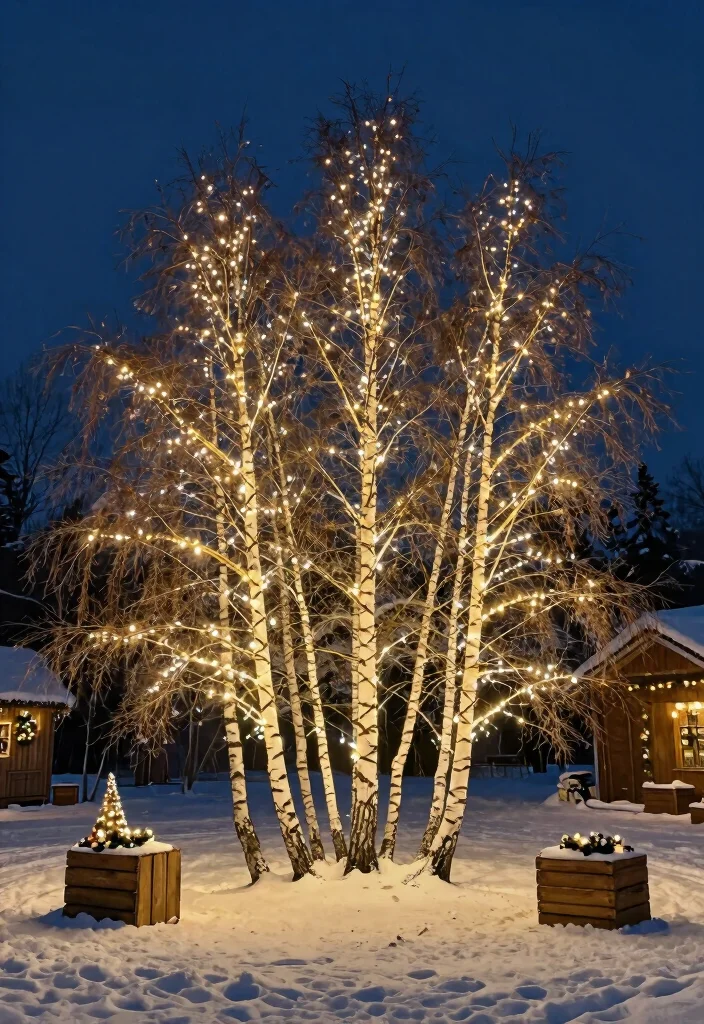 12 Outdoor Christmas Tree Ideas That Stay Lit Through Winter Storms - 2. LED Birch Trees 1