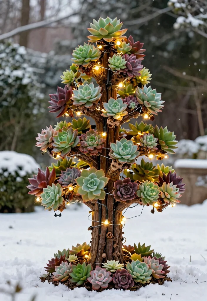 12 Outdoor Christmas Tree Ideas That Stay Lit Through Winter Storms - 4. Outdoor Succulent Tree 1
