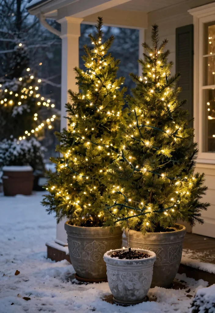 12 Outdoor Christmas Tree Ideas That Stay Lit Through Winter Storms - 7. Illuminated Evergreen Boughs 1