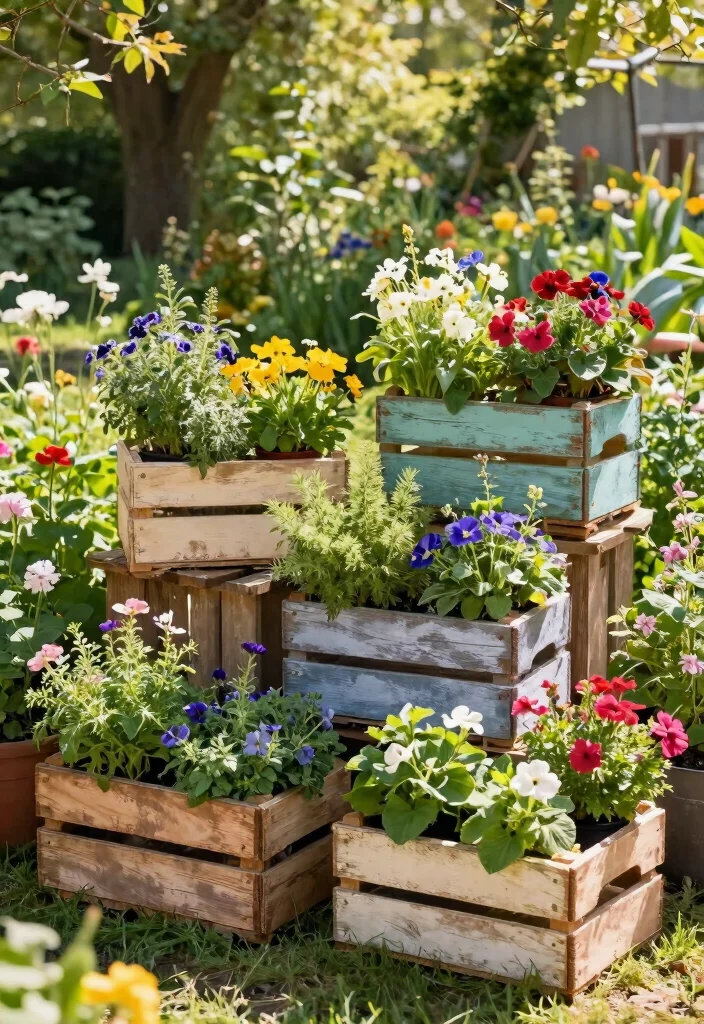 12 Wood Flower Pots That Don't Rot or Split Over Time - 10. Rustic Wood Crates 1