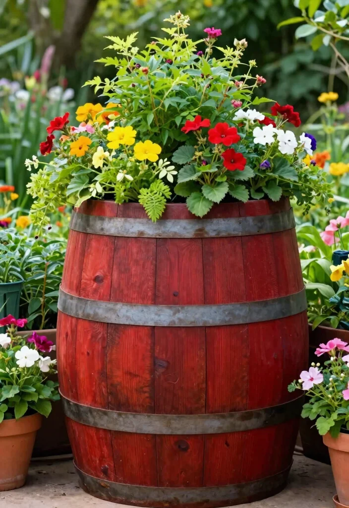 12 Wood Flower Pots That Don't Rot or Split Over Time - 3. Redwood Barrel Planters 1