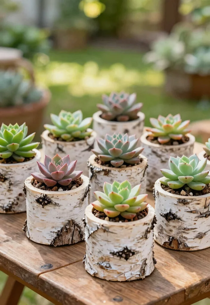 12 Wood Flower Pots That Don't Rot or Split Over Time - 6. Birch Bark Planters 1