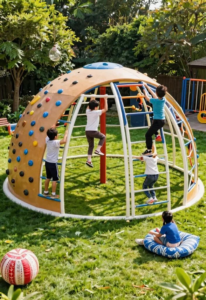 14 Backyard Monkey Bars That Fit in Small Yards - 12. Climbing Dome with Monkey Bars 1