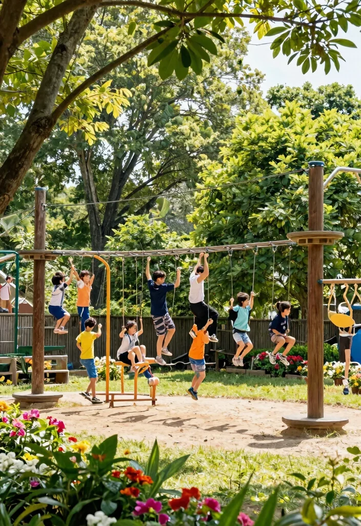 14 Backyard Monkey Bars That Fit in Small Yards - 13. Zipline with Monkey Bars 1