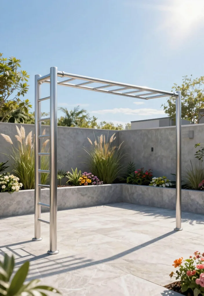 14 Backyard Monkey Bars That Fit in Small Yards - 2. Minimalist Metal Monkey Bars 1