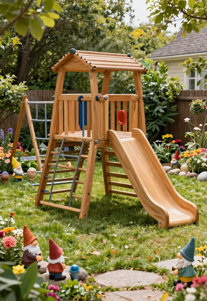 14 Backyard Monkey Bars That Fit in Small Yards - 3. Wooden Climbing Frame with Monkey Bars 1