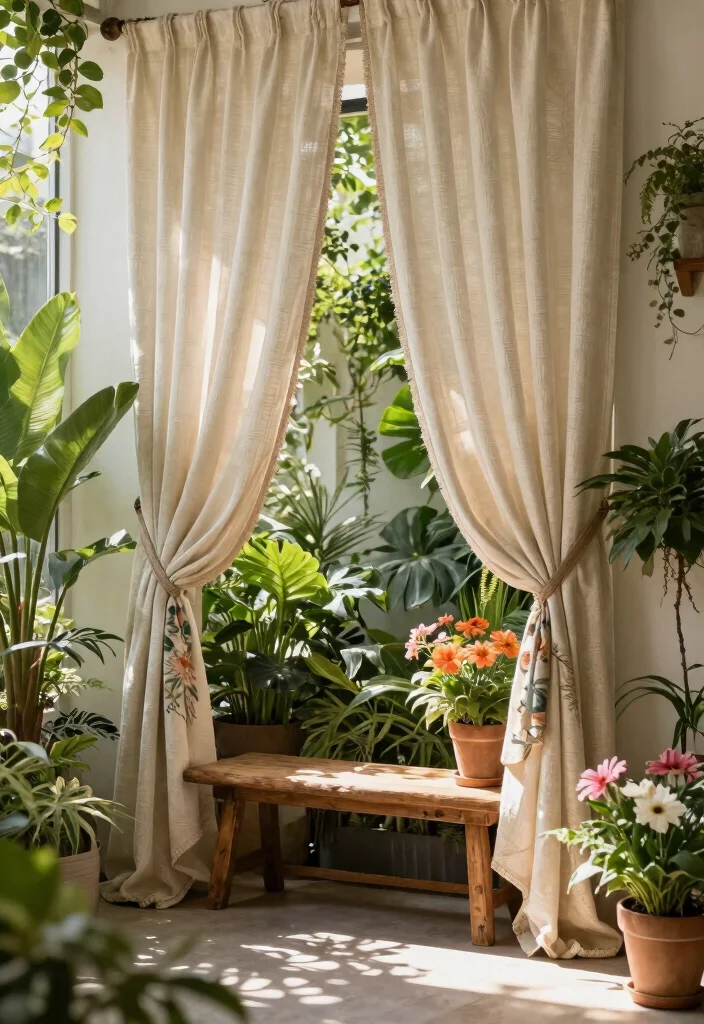 14 Ceiling Curtain Track Ideas That Hide the Hardware Completely - 10. Functional and Stylish Tiebacks 1