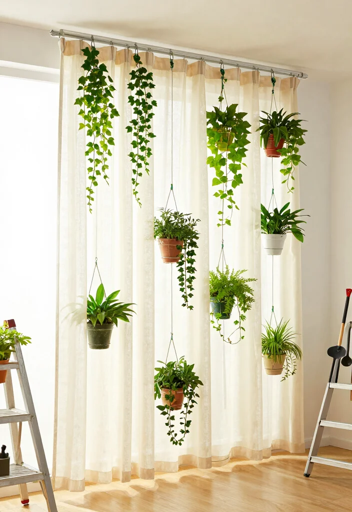 14 Ceiling Curtain Track Ideas That Hide the Hardware Completely - 7. Ceiling Curtains for Vertical Gardening 1