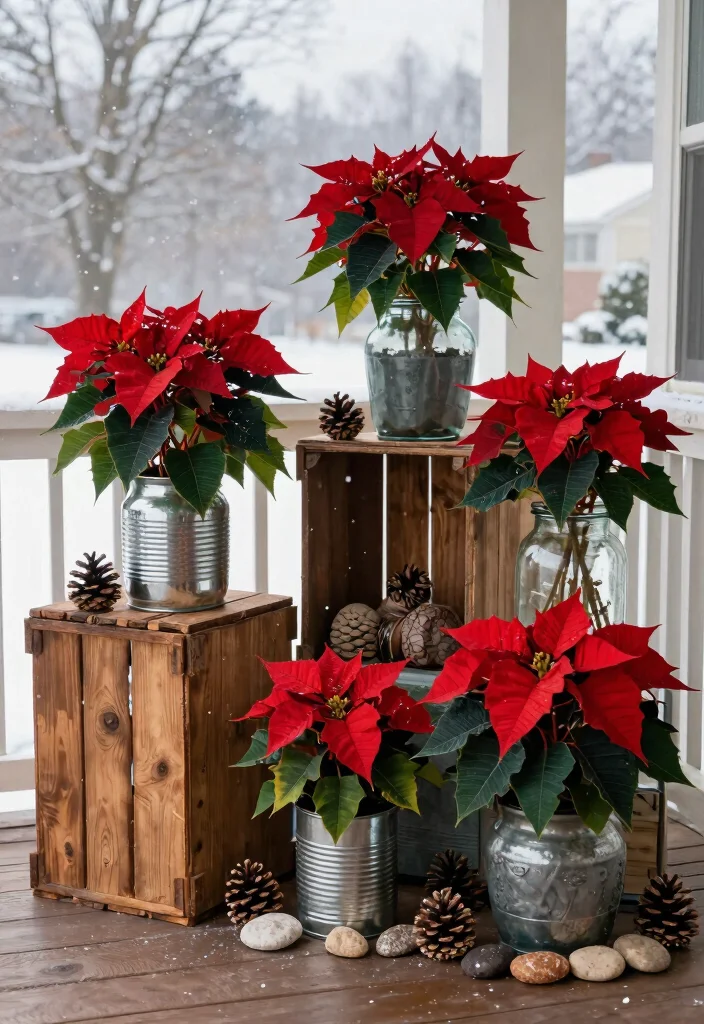 14 Christmas Decor Front Porch Ideas That Boost Curb Appeal Fast - 2. Upcycled Christmas Planters 1