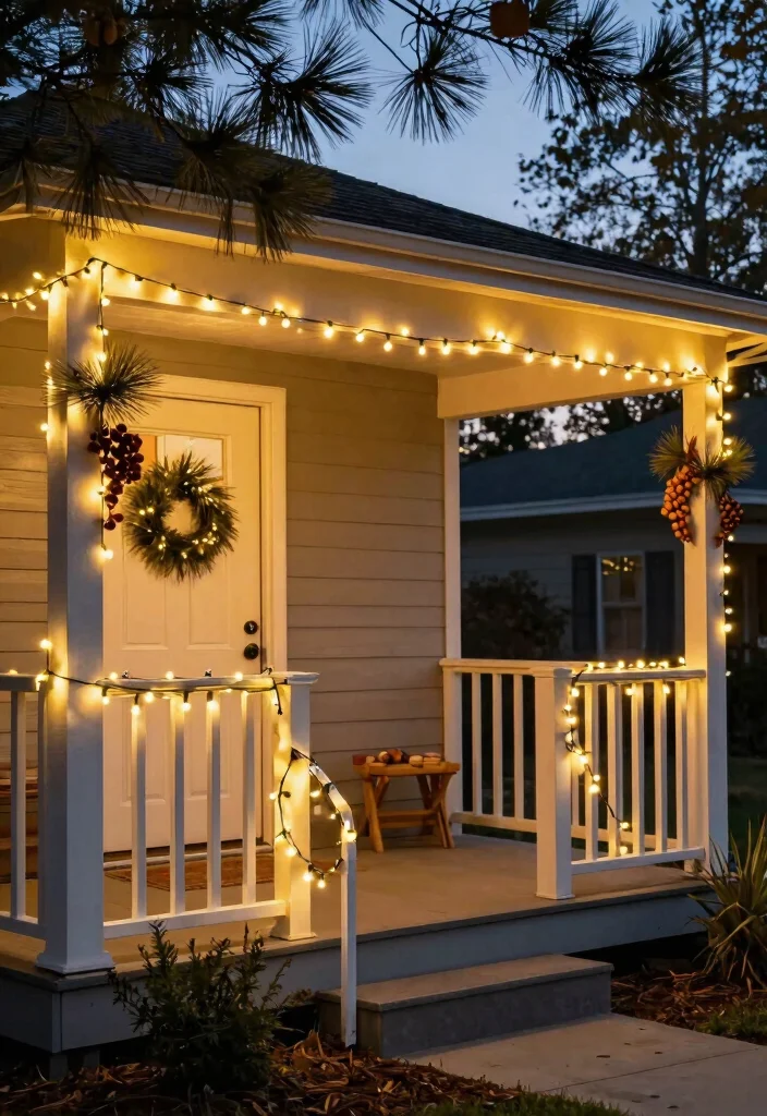 14 Christmas Decor Front Porch Ideas That Boost Curb Appeal Fast - 3. Eco-friendly String Lights 1