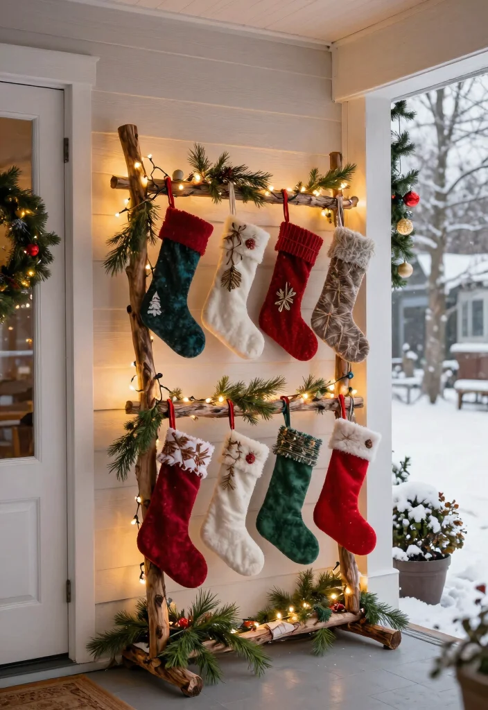 14 Christmas Decor Front Porch Ideas That Boost Curb Appeal Fast - 4. Sustainable Stocking Holders 1