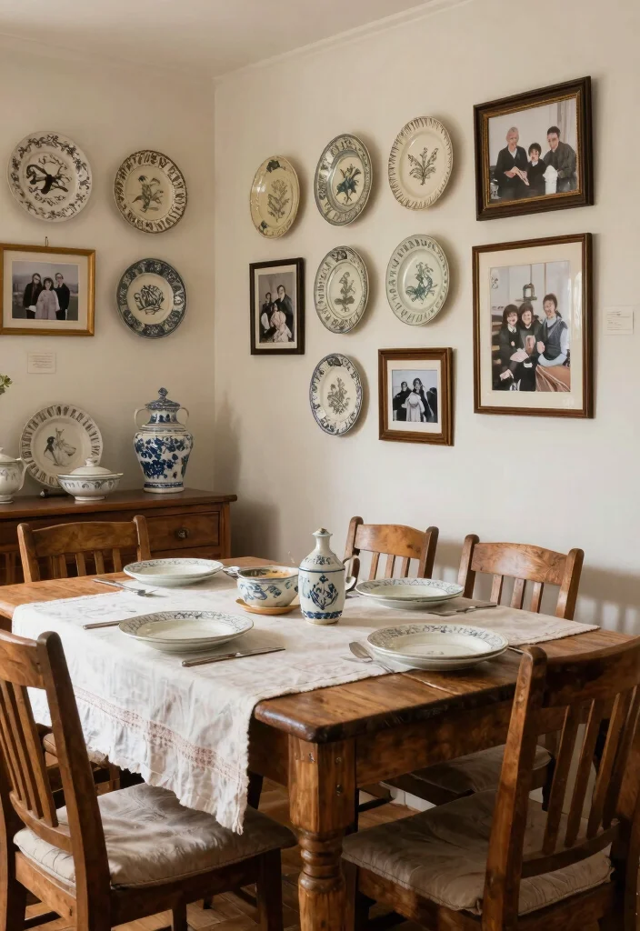 14 Farmhouse Dining Room Design Ideas on a Budget - 10. Incorporate Family Heirlooms 1
