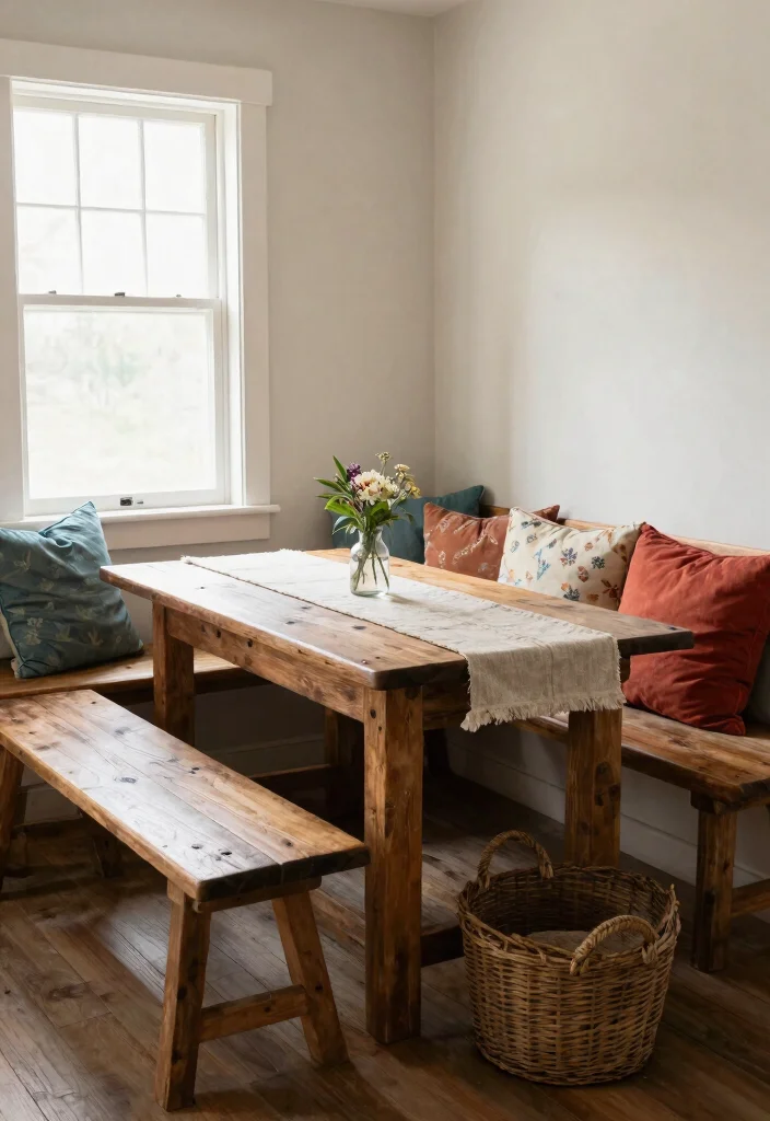 14 Farmhouse Dining Room Design Ideas on a Budget - 5. Create a Cozy Nook with Bench Seating 1