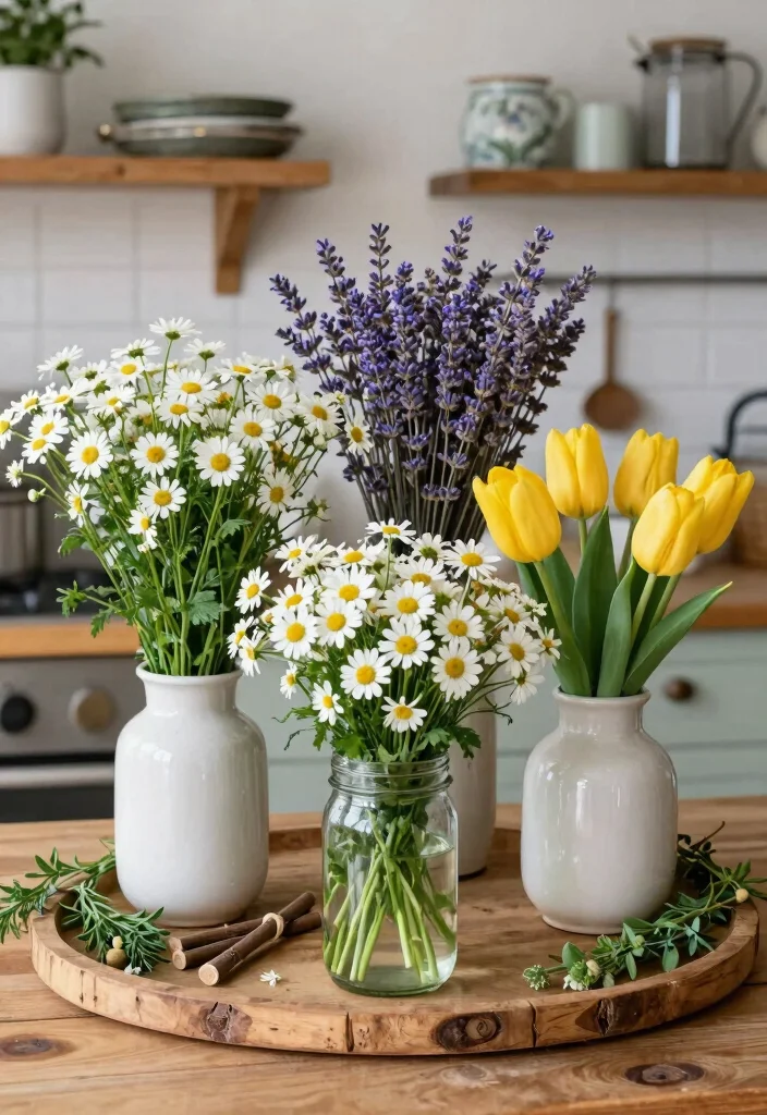 14 Farmhouse Easter Decor Ideas That Don't Scream Easter Bunny - 1. Fresh Floral Arrangements 1