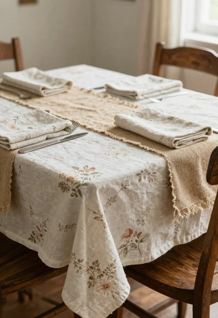 14 Farmhouse Easter Decor Ideas That Don't Scream Easter Bunny - 6. Vintage Table Linens 1