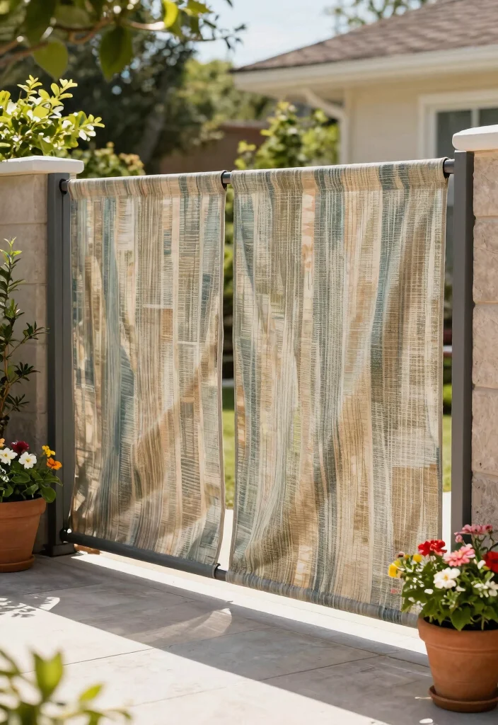 14 Front Yard Fence Ideas That Add Privacy Without Blocking Light - 13. Eco-Friendly Fabric Fencing 1